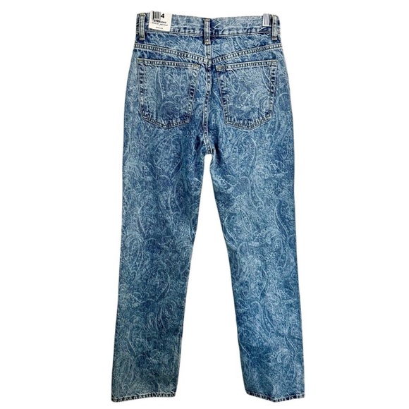 NWT MANGO Medium Blue Paisley Mid-rise straight leg jeans 1 MNG sustainable - Picture 11 of 13